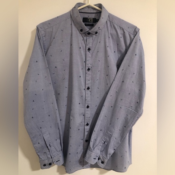 Le 31 Simons Nautical Button Down Shirt - size Medium - Picture 2 of 2